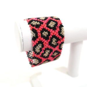 Woven bead cuff bracelet